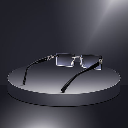 Jiebo Dark Wost Mc Stan Rimless Sunglasses For Men and Womens Retro Luxury Metal Frameless Rectangle