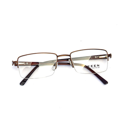 Jiebo Brown Half Frame Square Spectacle Frame for Men and Women
