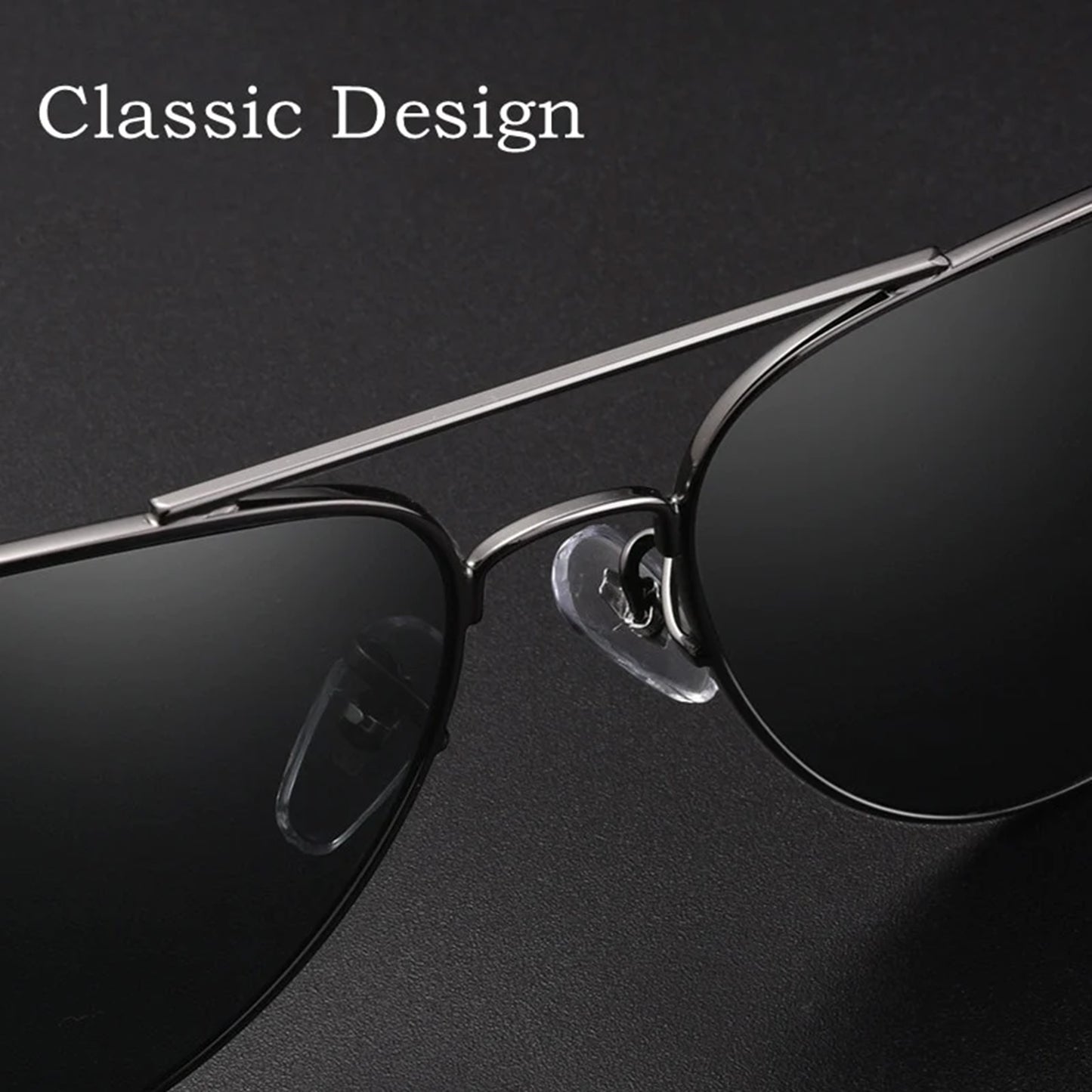 Jiebo Black Classic Bridge Aviator Sunglasses
