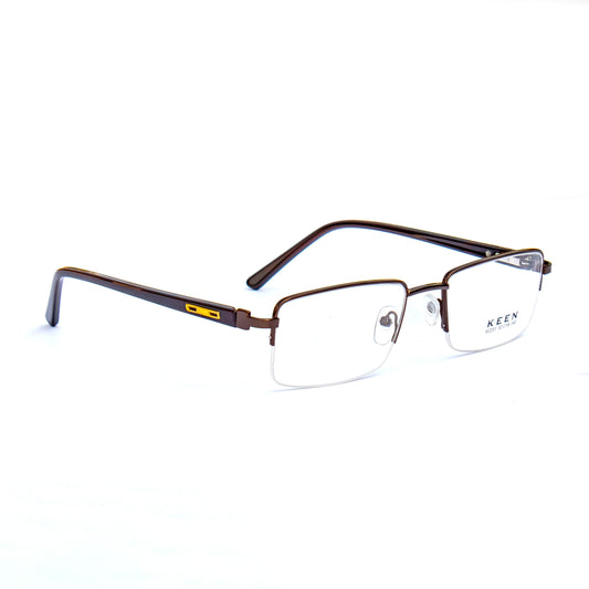 Jiebo Brown Half Frame Square Spectacle Frame for Men and Women