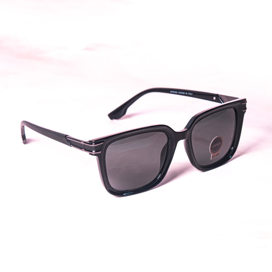 Jiebo Unisex Black Rectangular Sunglasses