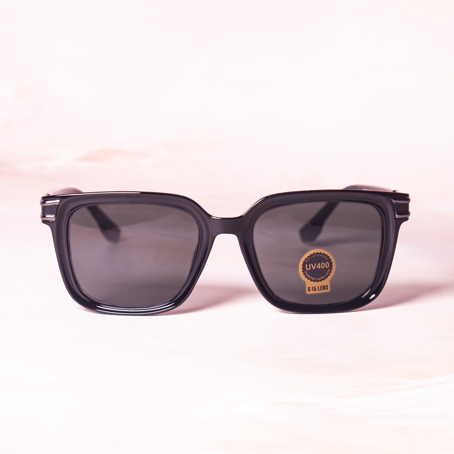 Jiebo Unisex Black Rectangular Sunglasses