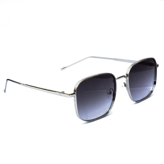 Jiebo Silver Black Full Rim Square Sunglasses