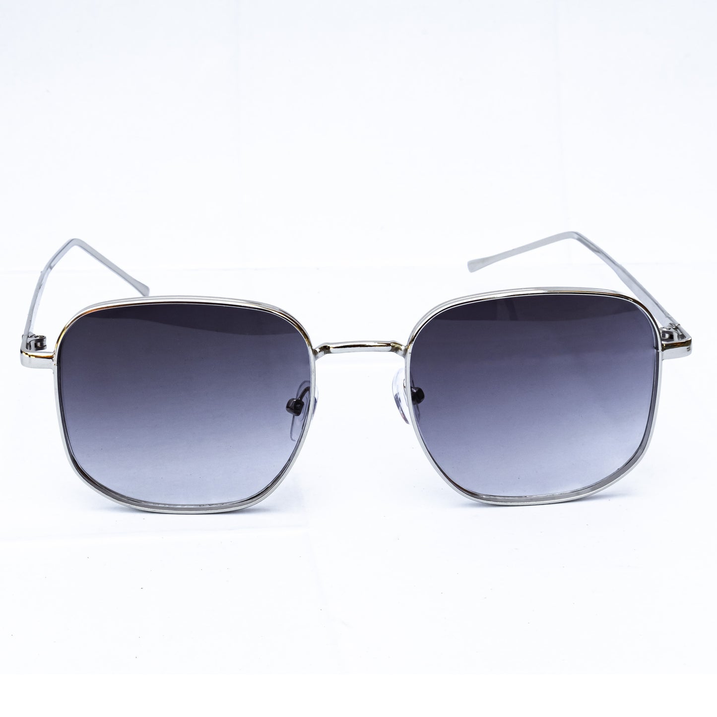 Jiebo Silver Black Full Rim Square Sunglasses