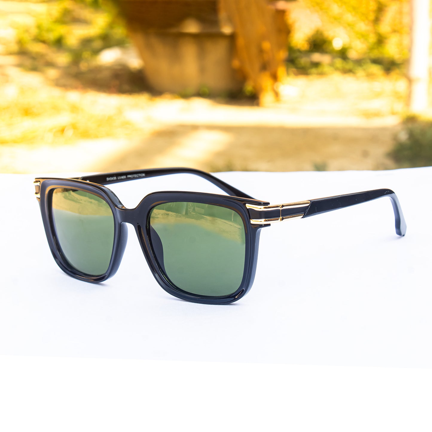 Jiebo Green 400%UV Rectangular Sunglasses