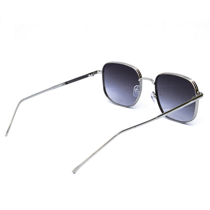 Jiebo Silver Black Full Rim Square Sunglasses