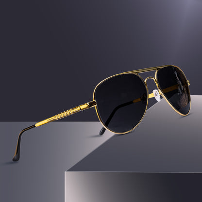 Jiebo Golden Black Aviator Sunglasses