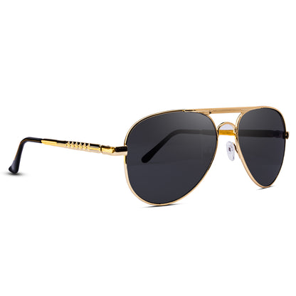 Jiebo Golden Black Aviator Sunglasses