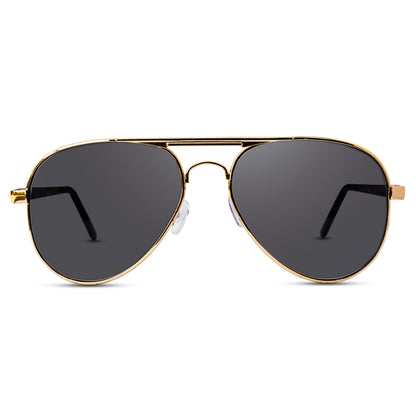 Jiebo Golden Black Aviator Sunglasses