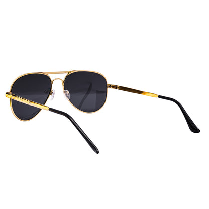 Jiebo Golden Black Aviator Sunglasses