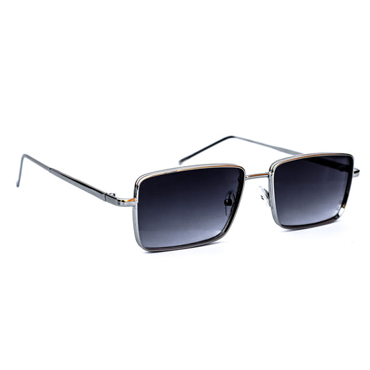 Jiebo Black Rectangle Men's Sunglasses