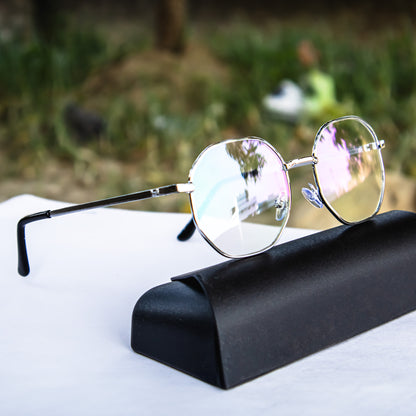 Silver Frame Full Rim Round Sunglasses