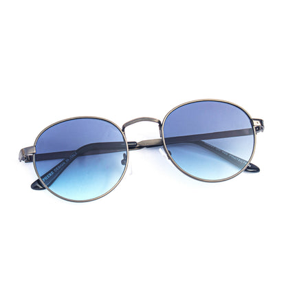 Blue Full Rim Round Sunglasses