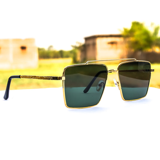 Jiebo Green Full Rim Square Sunglasses