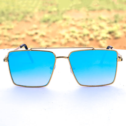 Jiebo Blue Full Rim Square Sunglasses