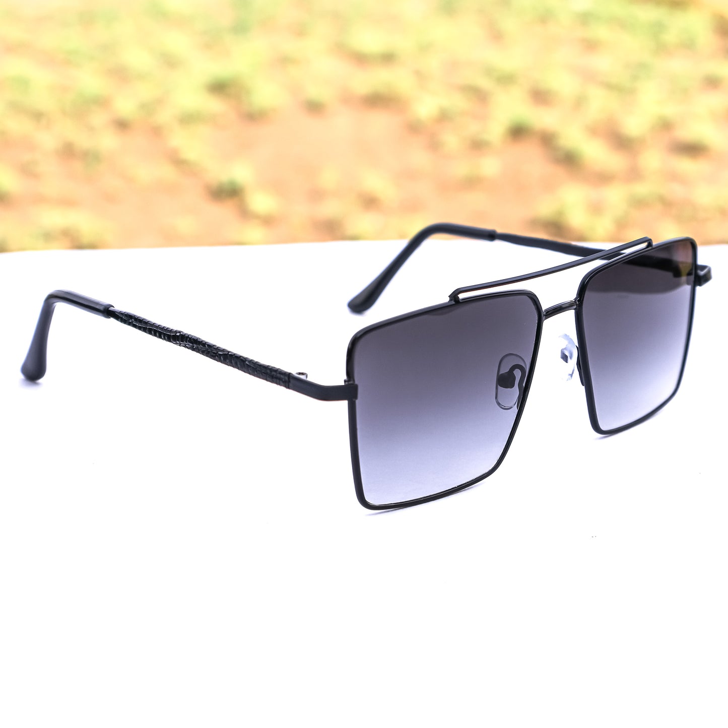 Jiebo Black Full Rim Square Sunglasses
