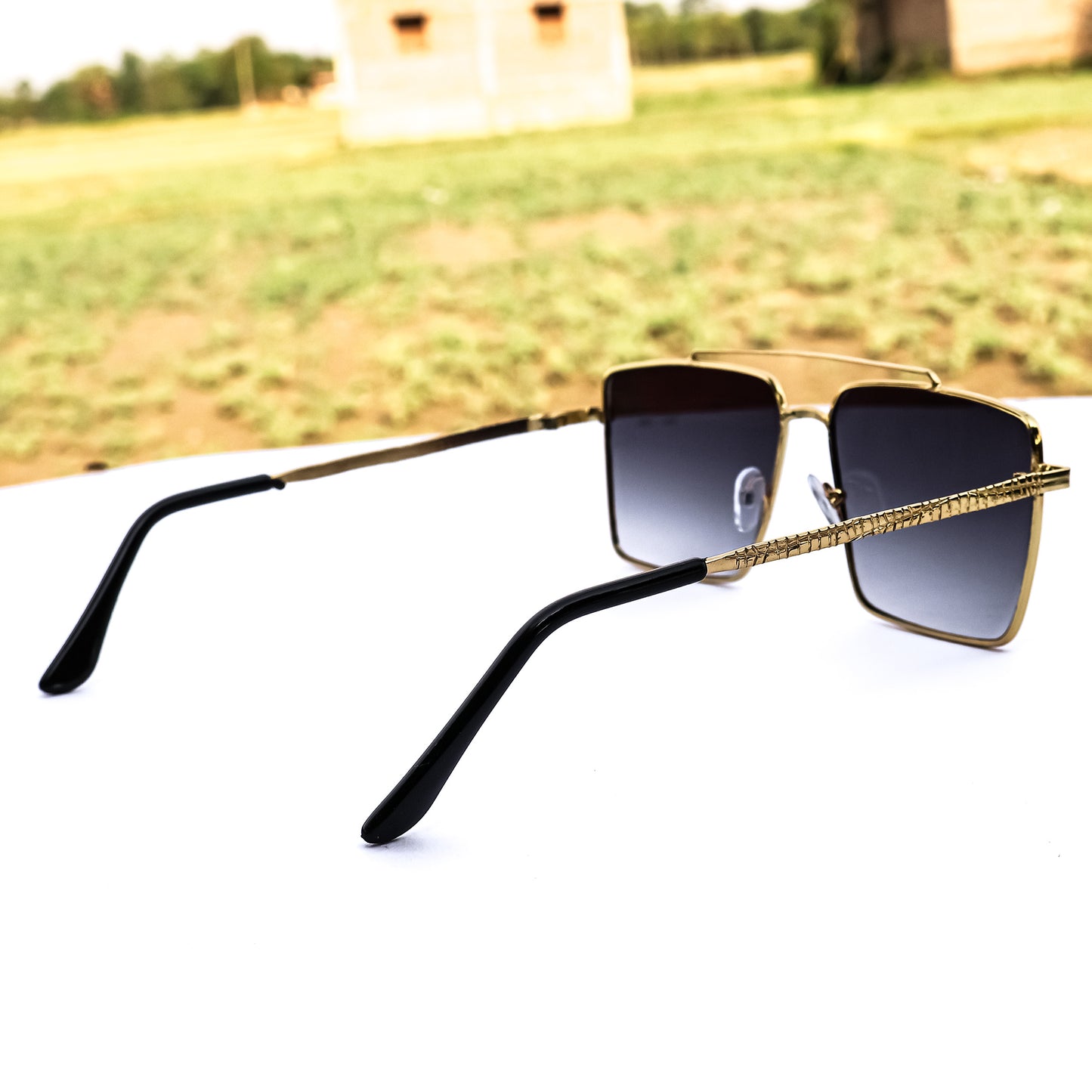 Jiebo Black Full Rim Square Men's Sunglasses