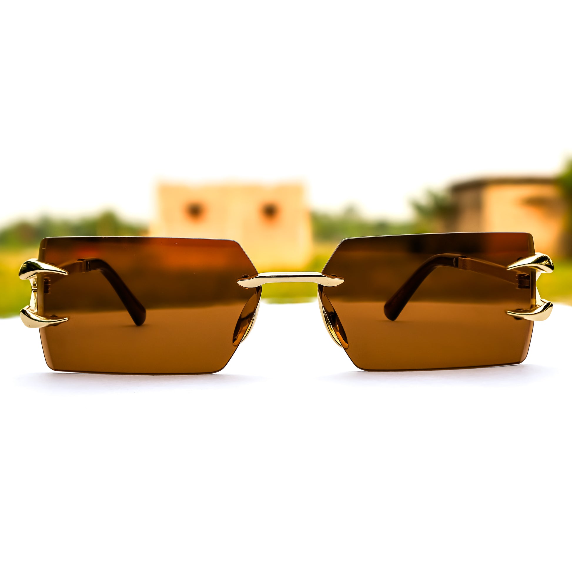 Jiebo Rimless Rectangular Sunglasses for men