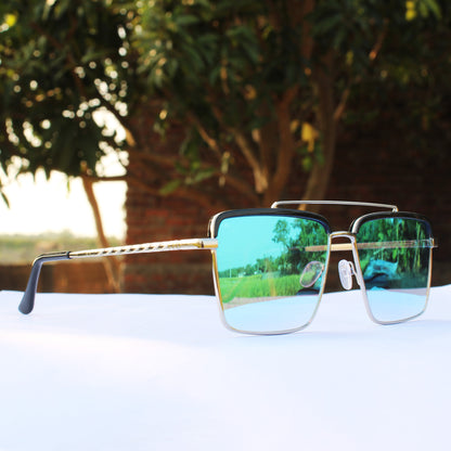 Jiebo Stylish Square Mirrored Blue Sunglasses