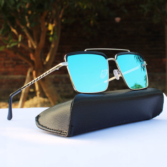 Jiebo Stylish Square Mirrored Blue Sunglasses