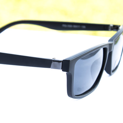 Jiebo Rectangular Black Polarized sunglasses