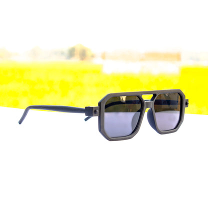 Jiebo Black UV Protection Retro Square Sunglasses