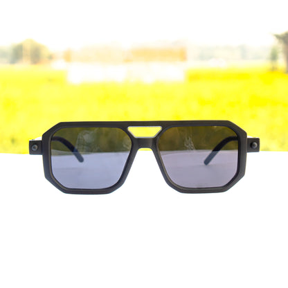 Jiebo Black UV Protection Retro Square Sunglasses