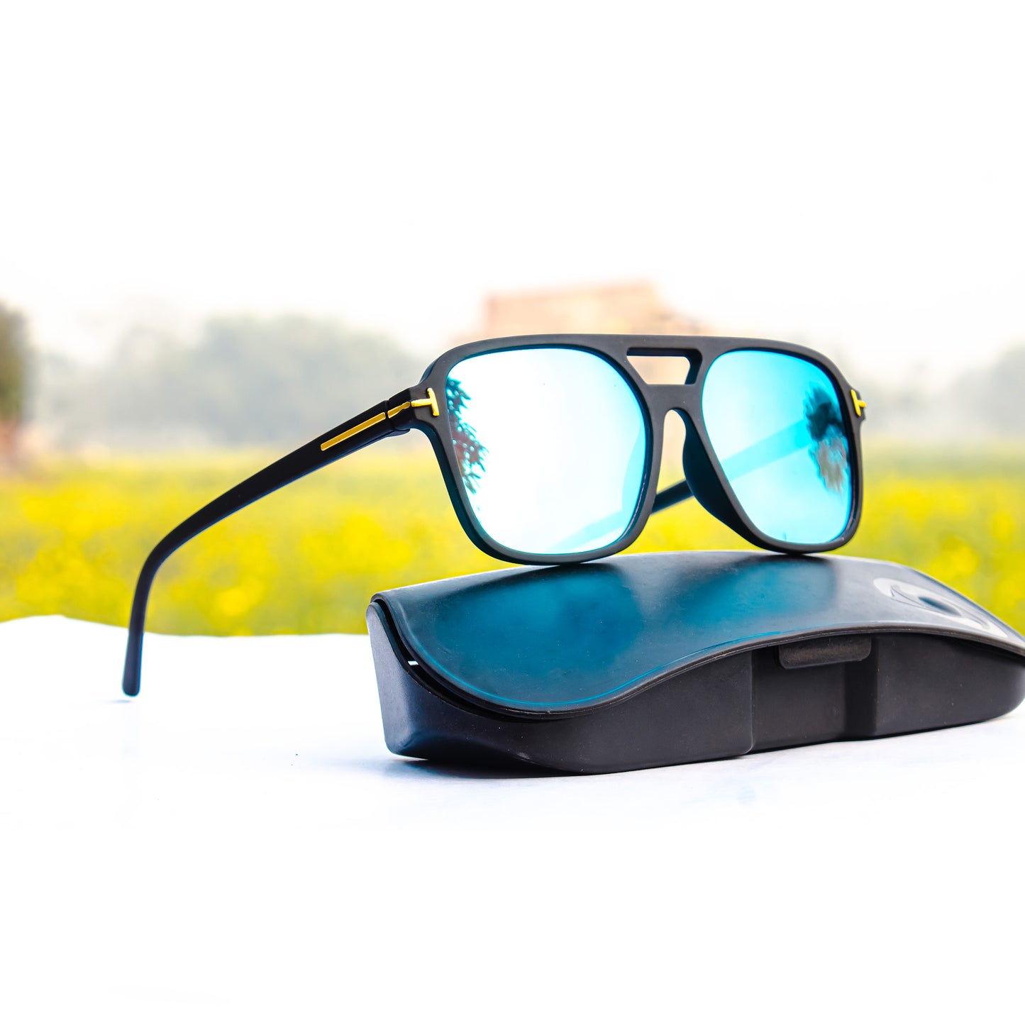 Jiebo Blue Square Sunglasses