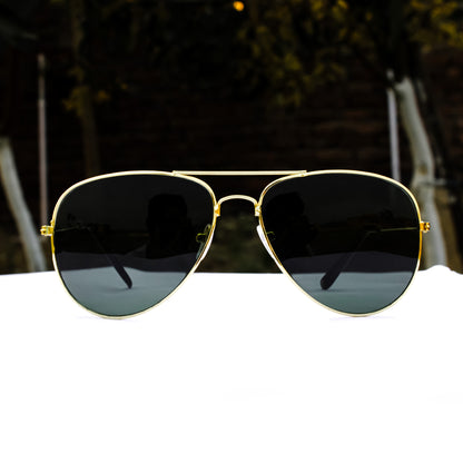 Classic Bridge Golden Black Aviator Sunglasses