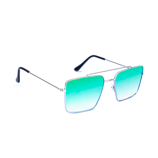 Jiebo Green Mirror Square Sunglasses