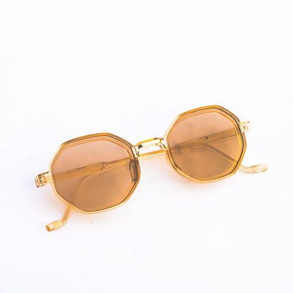 Jiebo Brwon Round Sunglasses