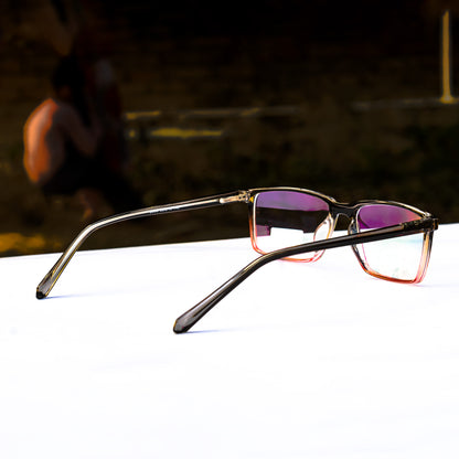 Jiebo Black Brwon Rimmed Rectangle Eyeglasses Frame