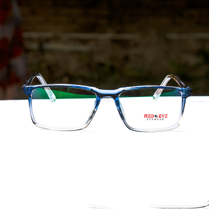 Blue Transparent Rectangle Eyeglasses Frame