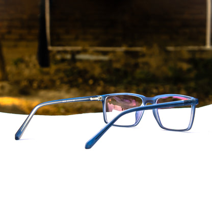 Blue Rectangle Eyeglasses Frame for Men