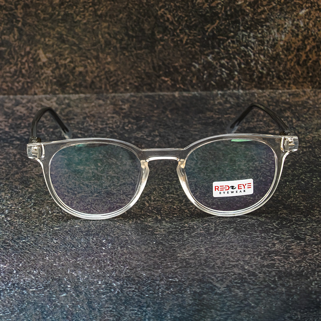 Jiebo Grey Transparent Full Rim Round Eyeglasses Frame