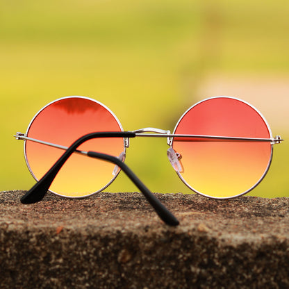 Jiebo Round Mirror Red Sunglasses For Men and Women