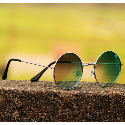 Jiebo Round Mirror Green Sunglasses For Men and Women