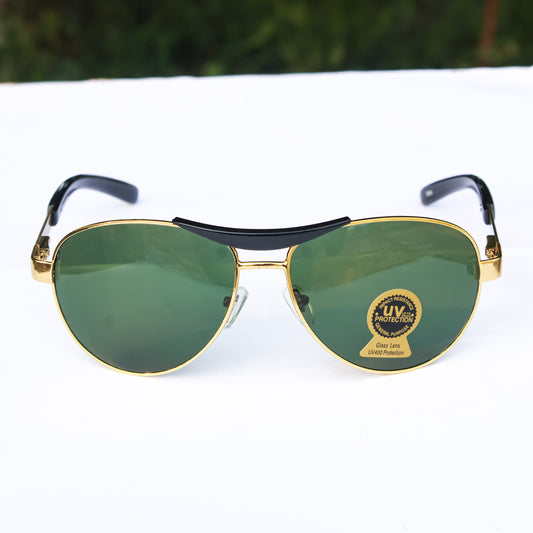 Jiebo UV400 Aviator Green Sunglasses Medium