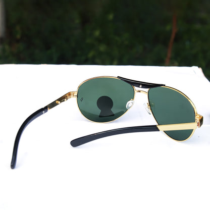 Jiebo UV400 Aviator Green Sunglasses Medium