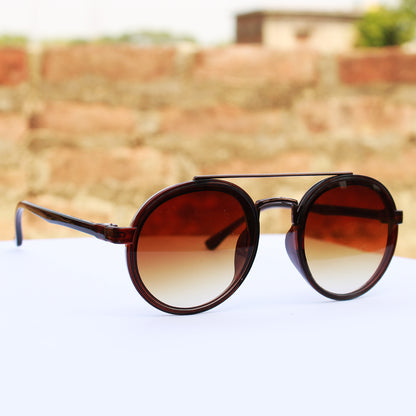 Jiebo Brown 100% UV Protection Round Sunglasses