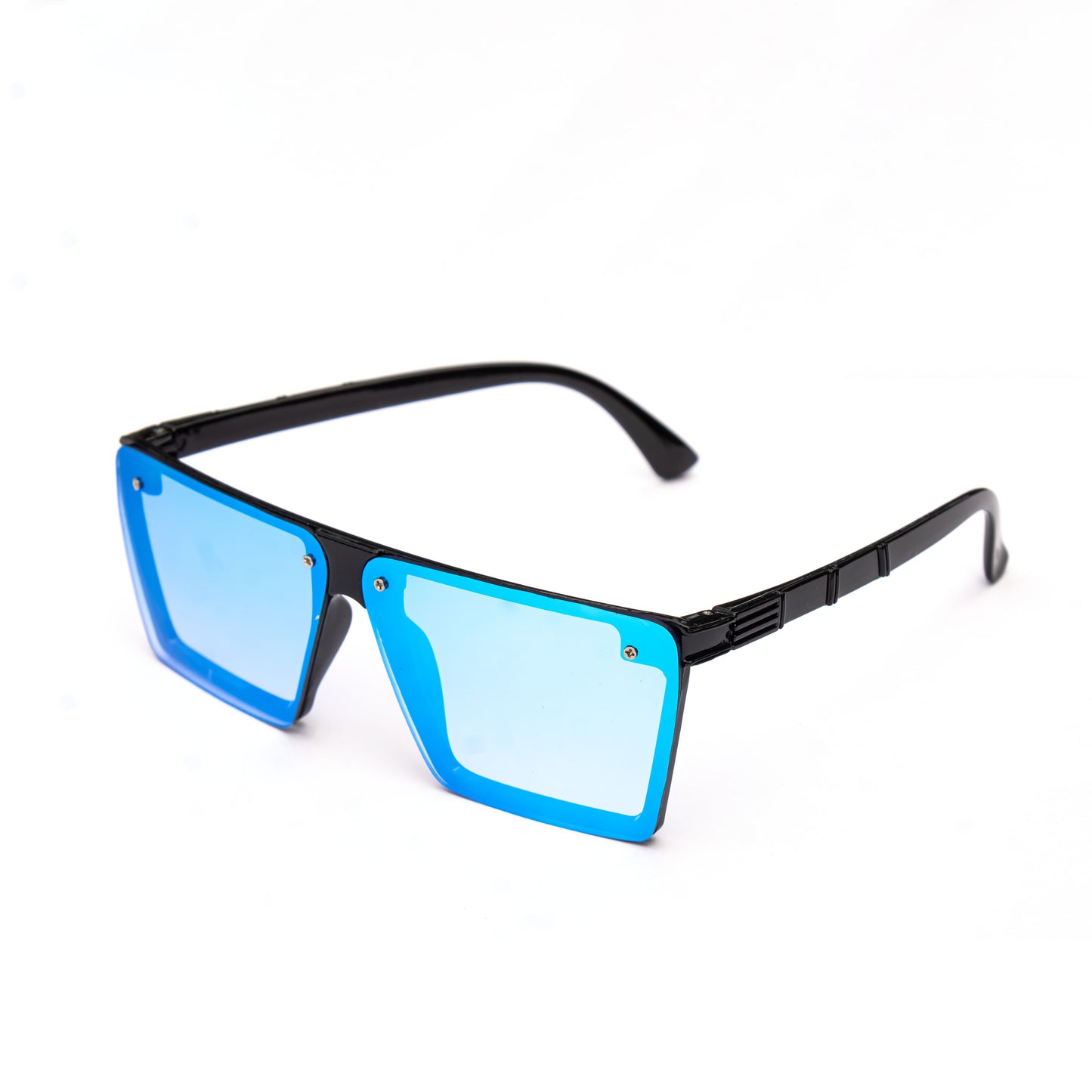 Jiebo Trendy Blue Mirror Flat Square Vintage sunglasses