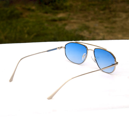 Jiebo Unisex Blue Lens Rectangle Sunglasses