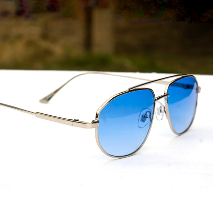 Jiebo Unisex Blue Lens Rectangle Sunglasses