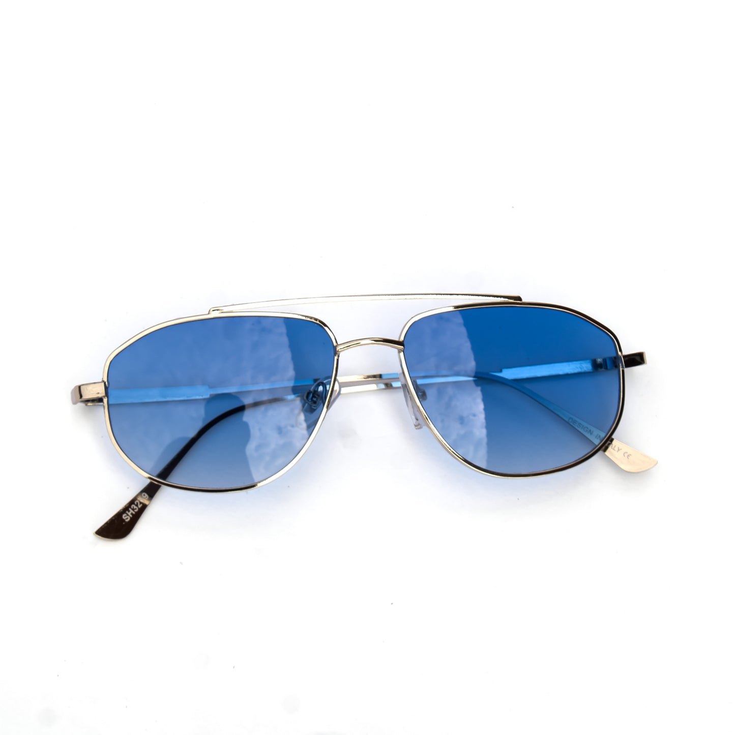 Jiebo Unisex Blue Lens Rectangle Sunglasses