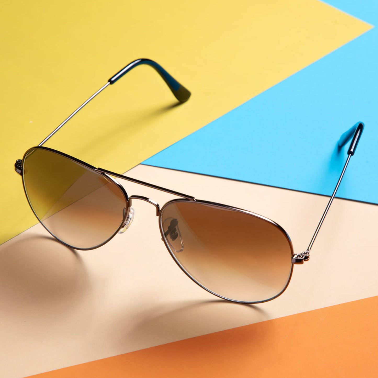 Jiebo Brown Gradient Glass Classic Aviator Sunglasses