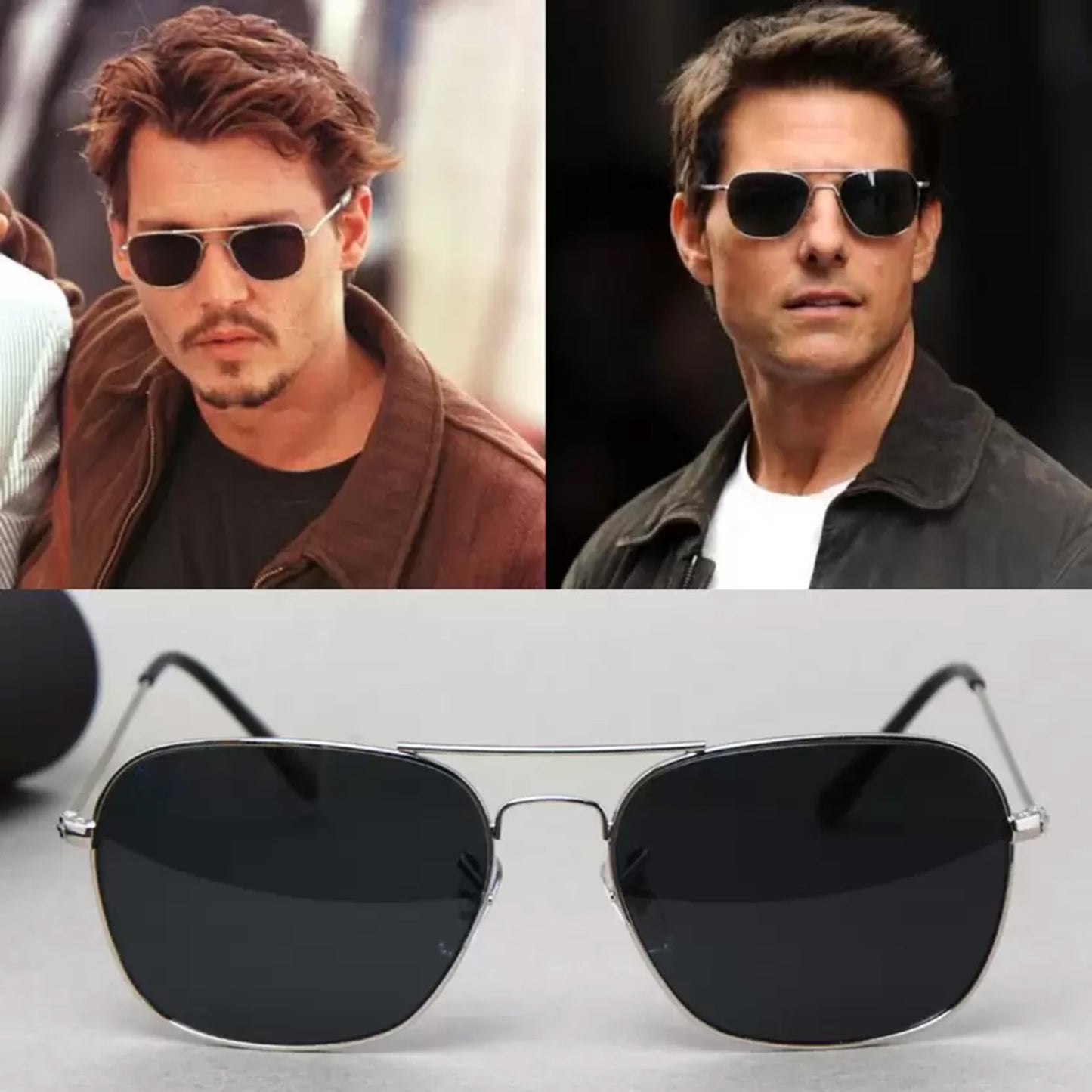 Jiebo Tom Cruise Retro Square Sunglasses